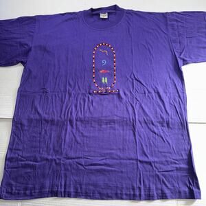 Vintage Egyptian Embroidered Darwish XL Purple T Shirt Rare. Egyptian Cotton